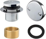 Artiwell Tip-Toe Bathtub Drains Trim Set with Two-Hole Overflow Faceplate, Replacement Bath Drain Trim Kit with 2-Hole Overflow Faceplate and Universal Fine/Coarse Thread (CHROME PLATED)