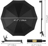 UPF 50+ Beach Umbrella with Adjustable Universal Clamp