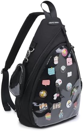 Oxford Ita Bag Kawaii Pin Display Chest Pack Single Shoulder Bag Sport Backpack Hiking Daypack, Medium