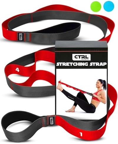 Stretching Strap with Loops - Non Elastic Stretch Band for Physical Therapy, Yoga Strap for Stretching Equipment, Stretch Bands for Exercise and Flexibility - Fascia, Hamstring & Leg Stretcher Belt