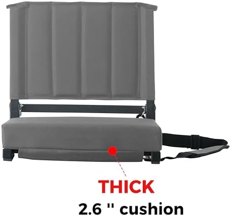 SPORT BEATS Stadium Seats with Back Support Bleacher Chairs with Back and Cushion Thick Padded Bleacher Seats Includes Shoulder Strap