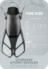 CAPAS Snorkel Fins, Swim Fins Travel Size Short Adjustable for Snorkeling Diving Adult Men Women Kids Open Heel Swimming Flippers