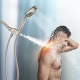 Filtered Shower Head with Handheld Combo Brushed Nickel - Dual 2-in-1 Spa System with Massage Shower Head and 10 Modes Hand Held Showerhead, High Pressure, Buit in Power Wash Mode