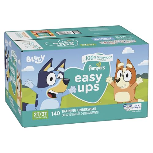Pampers Training Pants - Easy Ups Boys & Girls Bluey - Size 2T-3T, 140 Count, Children's Potty Underwear (Packaging May Vary)