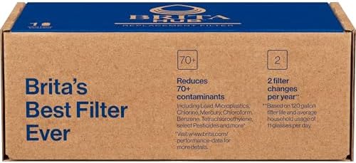 Brita Hub Replacement Water Filter, BPA-Free, Replaces 900 Plastic Water Bottles, Lasts Six Months or 120 Gallons, Includes 1 Filter, Kitchen Essential, White