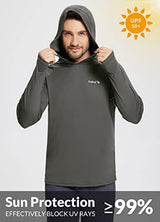 baleaf Men's Sun Protection Hoodie Shirt UPF 50+ Long Sleeve UV SPF T-Shirts Rash Guard Fishing Swimming Lightweight