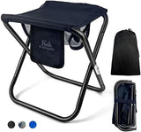Upgraded 13 Inch Portable Folding Camping Stool with Side Pocket Mesh Pocket and Molle System, Lightweight Foldable Stool for Adults Gardening Travel BBQ Fishing with Carry Bag[Black]