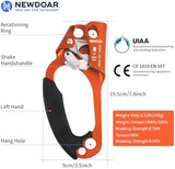NewDoar UIAA & CE Certified Hand Ascender Rock Climbing Tree Arborist Rappelling Gear Equipment Rope Clamp for 8~13MM Rope