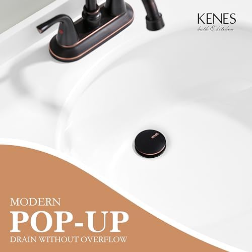 KENES Oil Rubbed Bronze Bathroom Vessel Pop Up Sink Drain, Vanity Faucet Sink Drain Stopper, Sink Drain Assembly Without Overflow Anti Clog Pop Up Drain