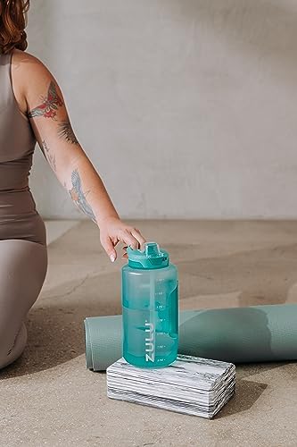 ZULU Goals Large Water Bottle Jug with Time Marker & Handle for All Day Hydration | Silicone Soft Straw with Locking Leak-Proof Lid | For Gym, Camping, Workout, and Outdoors | BPA-Free | 64oz, 128oz