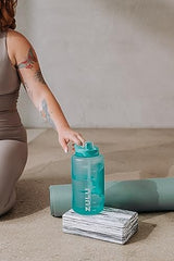 ZULU Goals Large Water Bottle Jug with Time Marker & Handle for All Day Hydration | Silicone Soft Straw with Locking Leak-Proof Lid | For Gym, Camping, Workout, and Outdoors | BPA-Free | 64oz, 128oz