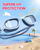 Kids Swim Goggles,Swimming Goggles for Kids 6-14, Anti-Fog UV Protection Pool Glasses for Boys Girls