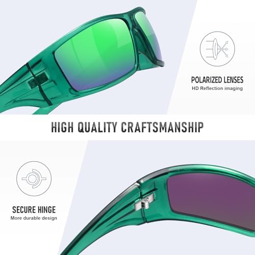 Polarized Sports Sunglasses for Men Women Unbreakable Frame Cycling Fishing Wrap Around Sunglasses UV400 Protection
