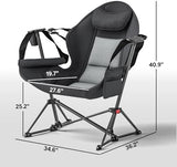 Outsunny Double Hammock Camping Chair, Adjustable Back Folding Rocking Chair Swinging Hammock Chair with Cup Holder, Headrest and Padded Seat for Travel Sports Concerts Lawn Backyard, Gray