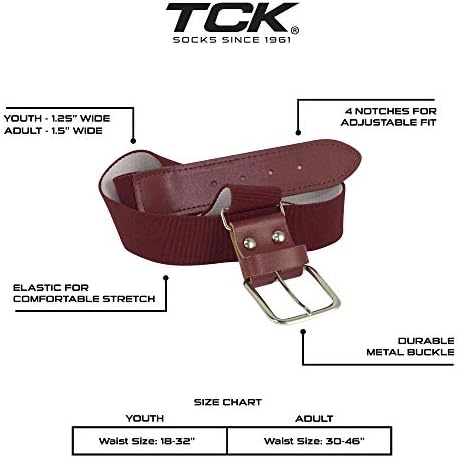 TCK Baseball or Softball Sock/Belt Combo- Youth & Adult Sizes for Boys and Girls Men and Women