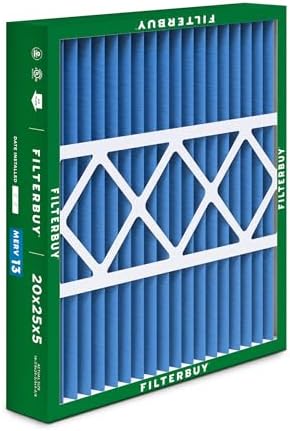 Filterbuy 20x25x5 Air Filter MERV 13 Optimal Defense (2-Pack), Pleated HVAC AC Furnace Air Filters for Honeywell FC100A1037, Lennox X6673, Carrier, & More (Actual Size: 19.88 x 24.75 x 4.38 Inches)
