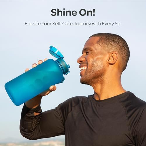 Hydracy Water Bottle with Time Marker -Large BPA Free Water Bottle & No Sweat Sleeve -Leak Proof Gym Bottle with Fruit Infuser Strainer & Times to Drink -Ideal for Fitness Sports & Outdoors