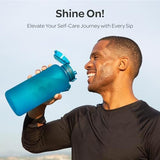 Hydracy Water Bottle with Time Marker -Large BPA Free Water Bottle & No Sweat Sleeve -Leak Proof Gym Bottle with Fruit Infuser Strainer & Times to Drink -Ideal for Fitness Sports & Outdoors