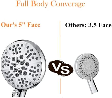 Shower Head with Handheld High Pressure-Full Body Coverage Powerful Rain Showerhead Extra 60" Long Hose and Adjustable Brass Joint Holder- The Perfect Detachable Heads for Bathroom Upgrade