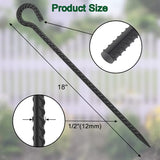 18 Inch Rebar Stakes with Loop 12 Pack Tent Stakes Heavy Duty 1/2 Inch Diameter Metal Tree Stakes and Supports, Rope Stakes for Walkway Fence Trampoline Outdoor Camping, Black