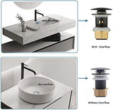 Bathroom Sink Drain,2 Pack Drain Stopper Bathroom Sink Without Overflow,Pop Up Drain Assembly with Detachable Strainer Basket,Built-in Anti-Clogging Strainer,Stainless Steel Mattle Black