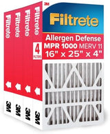 Filtrete 16x25x4 AC Furnace Air Filter, MPR 1000, MERV 11, Fits Lennox & Honeywell Devices, Allergen Defense, Electrostatic Air Cleaning Filter, 4-Pack (actual size 15.88 x 24.56 x 4.31)