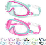 Vvinca 2 Pcs Kids-Swim-Goggles with Nose Cover, Swimming Diving Mask Wide View Anti Fog UV Anti Shattered Lens for Kids 3-6