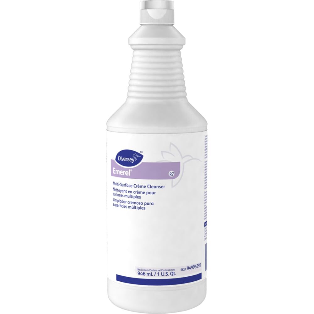Diversey 94995295 Emerel Multi-Surface Creme Cleanser, Mild Abrasive Cleaner for Restroom and Hard Surfaces, Squeeze Bottle, Ready-to-Use, Fresh Scent, 32 Ounce (Pack of 12)