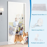 Side Opening Magnetic Screen Door, Fit Door Size 32 x 80 Inch, Reversible Left and Right Removable Screen Door Mesh with Strong Magnet, Actual Mesh Size 34" x 81", White