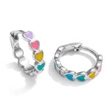 In Season Jewelry Heart Huggie Girls Hoop Earrings for Kids - Multicolor