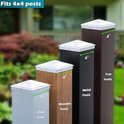 SIEDiNLAR 4x4 Pyramid Post Caps Waterproof Outdoor 4x4 Post Cover, Fits 4x4 3.5x3.5 Vinyl Wood Posts for Fence Deck Mailbox Patio (White, 24 Pack)