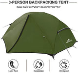 Forceatt Tent for 2 and 3 Person is Waterproof and Windproof, Camping Tent for 3 to 4 Seasons,Lightweight Aluminum Pole Backpacking Tent Can be Set Up Quickly,Great for Hiking