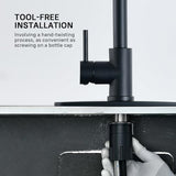 Wewe Black Kitchen Sink Faucets: Water Faucet with Pull Down Sprayer Stainless Steel Single Handle 1 Or 3 Hole for Farmhouse Commercial Camper Laundry Rv Bar