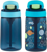 Contigo Kids Water Bottle with Redesigned AUTOSPOUT Straw, 14oz., 2 Pack, Blueberry and Blue Raspberry & Blueberry and Blue Raspberry with Cosmos