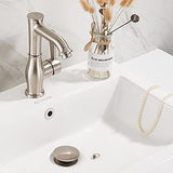 Vessel Sink Drain for Bathroom, Pop-up Drain With Detachable Basket Stopper, Anti-Explosion And Anti-Clogging Drain Strainer, Sink Drain Assembly With Overflow Brushed Nickel, REGALMIX RWF083J