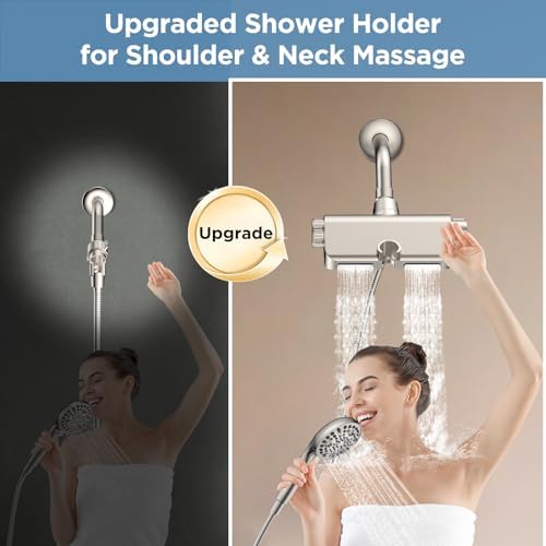 Filtered Shower Head with Handheld Combo Brushed Nickel - Dual 2-in-1 Spa System with Massage Shower Head and 10 Modes Hand Held Showerhead, High Pressure, Buit in Power Wash Mode