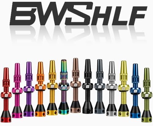 BWSHLF Tubeless Presta Valve Stem 40/44/55/60/65/80/100 mm, Super Light Alloy Presta Valve Stem Kit with Valve Core Remover Tool and Valve Stem Caps - Multiple Color and Size Options(Pair)