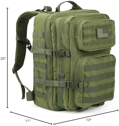 REEBOW GEAR Military Tactical Backpack Large Army 3 Day Assault Pack Molle Bag Boys Backpacks for School Army Green