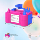 IDAODAN Electric Balloon Pump, Portable Electric Balloon Blower Machine Balloon Air Pump Dual Nozzle Rose Red 110V 600W Balloon Inflator for Party Decorations
