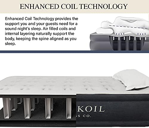 King Koil Luxury Twin Air Mattress with Built in Pump, 20” Double High Twin Size Premium Airbed, Inflatable Blow Up Mattress, Waterproof, 1-Year Warranty