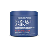 BodyHealth PerfectAmino Powder Strawberry (30 Serving) Best Pre/Post Workout Recovery Drink, 8 Essential Amino Acids Energy Supplement with 50% BCAAs, 100% Organic, 99% Utilization