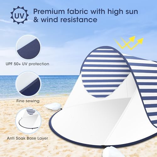 ISILER Pop Up Beach Tent, Portable Outdoor Shade, UPF 50+ Baby Shelter, Easy Setup Windproof Waterproof Canopy