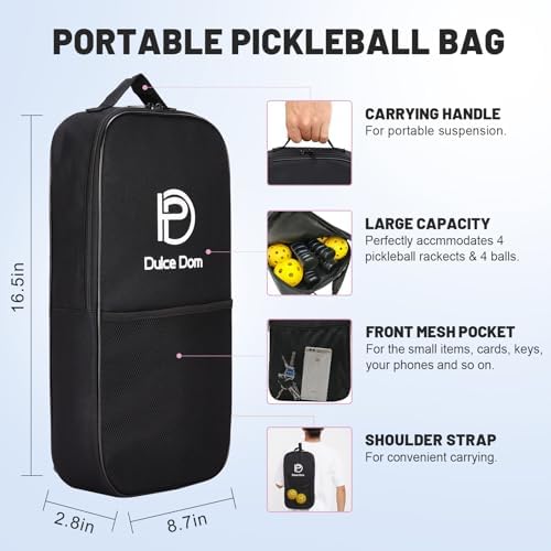 DULCE DOM Pickleball Paddles Set of 2/4 - USAPA Approved, Fiberglass Surface Pickleball Racket with 4 Indoor Outdoor Pickleball Balls and Pickleball Bag, Ideal Training Equipment Gift for Men & Women