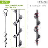 4 Pack Tent Stakes, 12 Inch Heavy Duty Ground Anchors, Fully Welded Spiral Earth Anchors for Camping Tents, Trampolines, Sheds, Swing Sets, Securing Animals