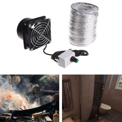 Oniissy Kitchen Exhaust Fan Ventilation Fan,Smoke Absorber Fume Extractor Fan Pipe Duct Exhuast Fan USB Adjustable Speed,for Home Bathroom Garage(Fan plus 6m pipe)