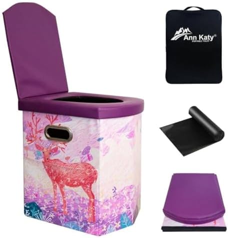 Upgrade XL Portable Toilet for Adults, Extra Large Portable Travel Floding Toilet, Camping Tall Toilets with Lid for Adults and Kids Compact Potty for Car,Hiking,Beach and Camping