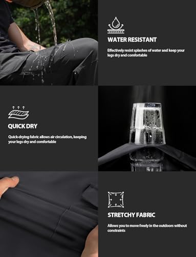 Cycorld Men's-Hiking-Pants-Lightweight-Water-Resistant-Quick-Dry Stretch Cargo Tactical Pants for Work Travel Camping Fishing