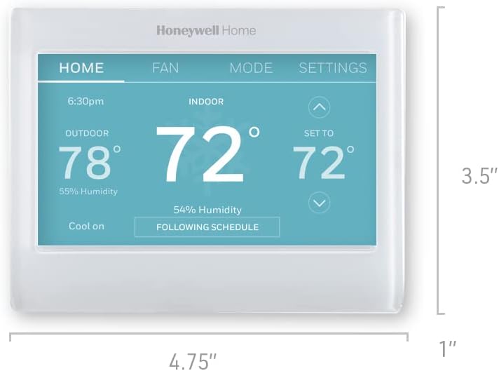 Honeywell Home Smart Color Wi-Fi Programmable Touch Screen Thermostat, Energy Star, Alexa Ready, White - C-Wire Required, Not Compatible with Line Volt Heating, RTH9600WF