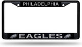 Rico Industries NFL Football Primary Black Chrome Frame with Plastic Inserts 12" x 6" Car/Truck Auto Accessory