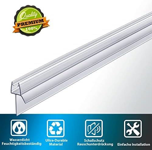 2-Pack Butecare Frameless Shower Door Bottom Seal with Long Sweep for Glass Doors – Stop Shower Leaks and Create a Water Barrier (3/8” x 36”)